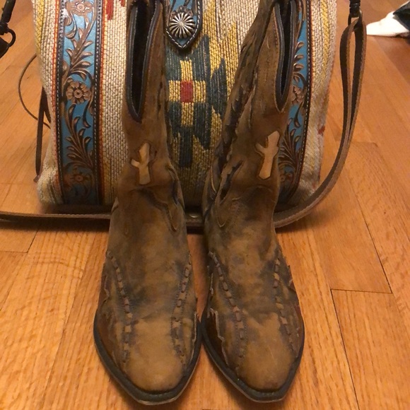 Dan-post girls boho western pointed toe cowgirl boots size 2 - Picture 5 of 11